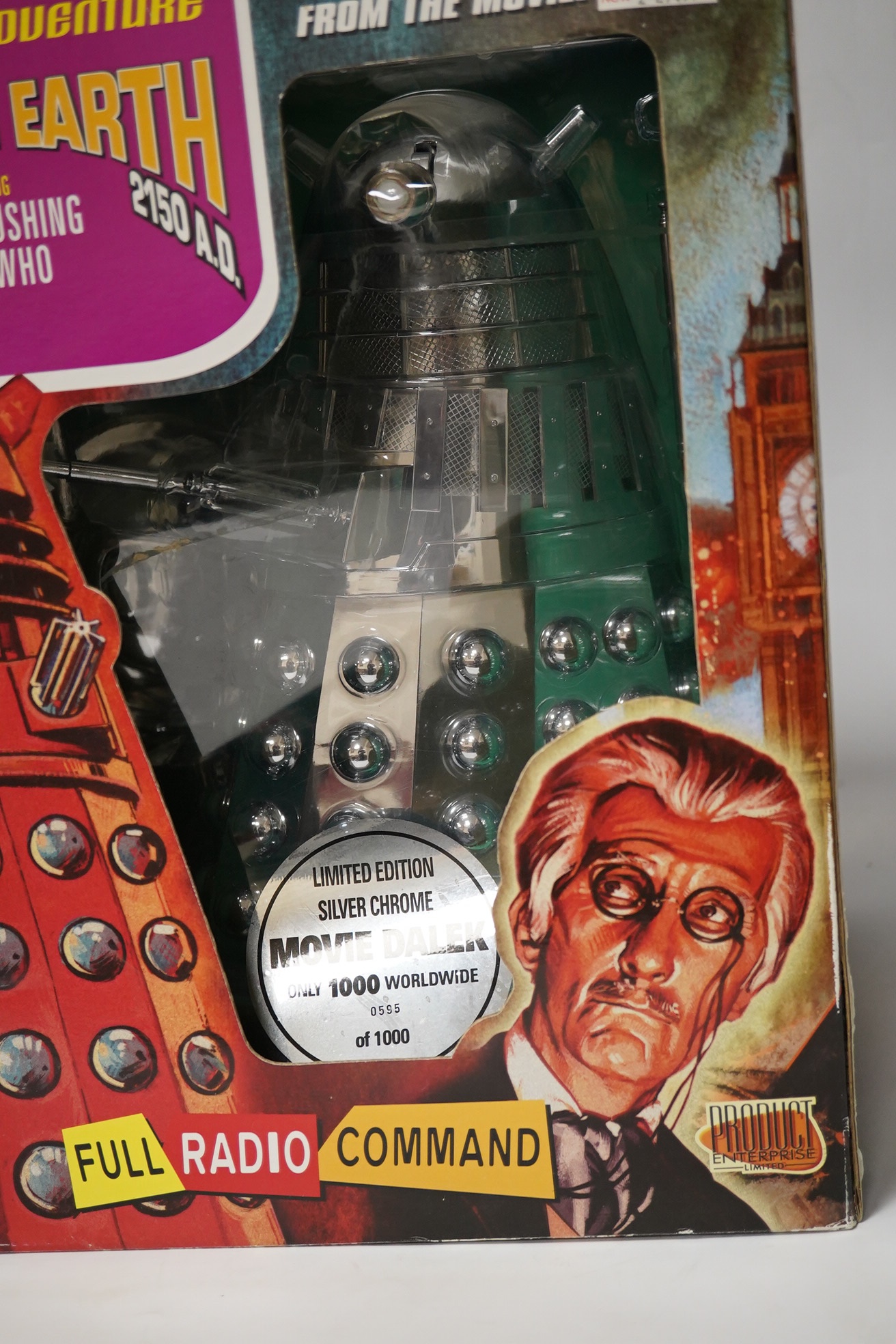 Two large scale boxed Doctor Who Daleks by Product Enterprise and Character Options. Condition - fair, minor wear and damage to the boxes. Daleks untested.